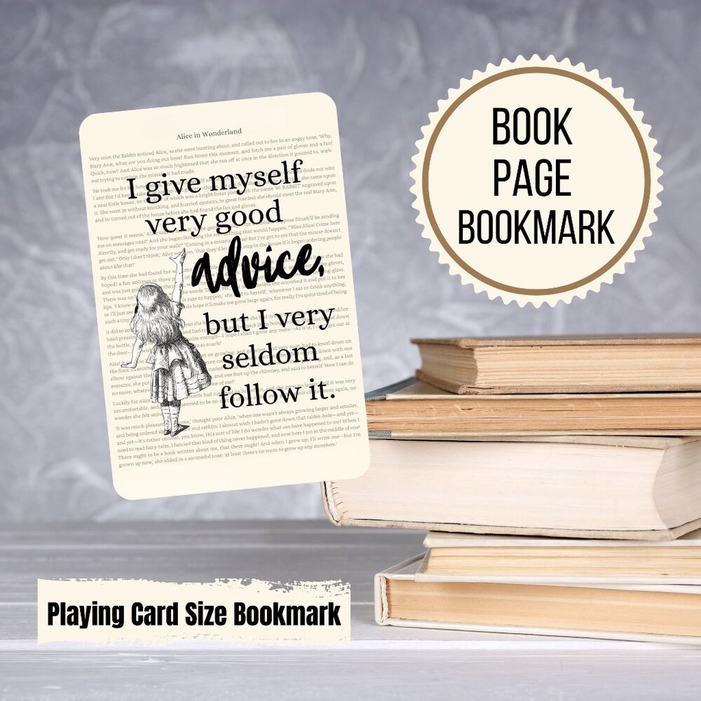 Alice in Wonderland Book Page Bookmark, Unique Bookmark